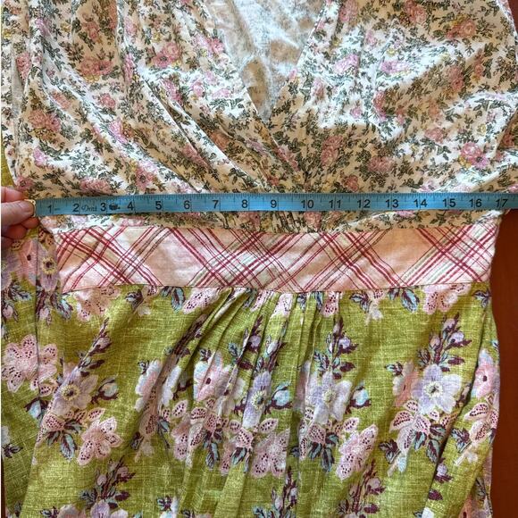 D’Ascoli Natalia Dress Boho Maxi Floral Print Green Pink Cream M - Picture 3 of 6